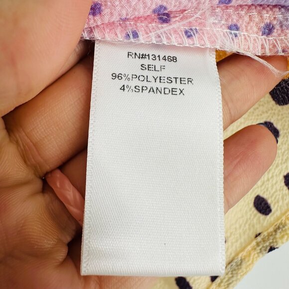 Fate Multicolor Abstract Patchwork Long Puff Sleeve Ruffle Keyhole Blouse Size S - Picture 9 of 9